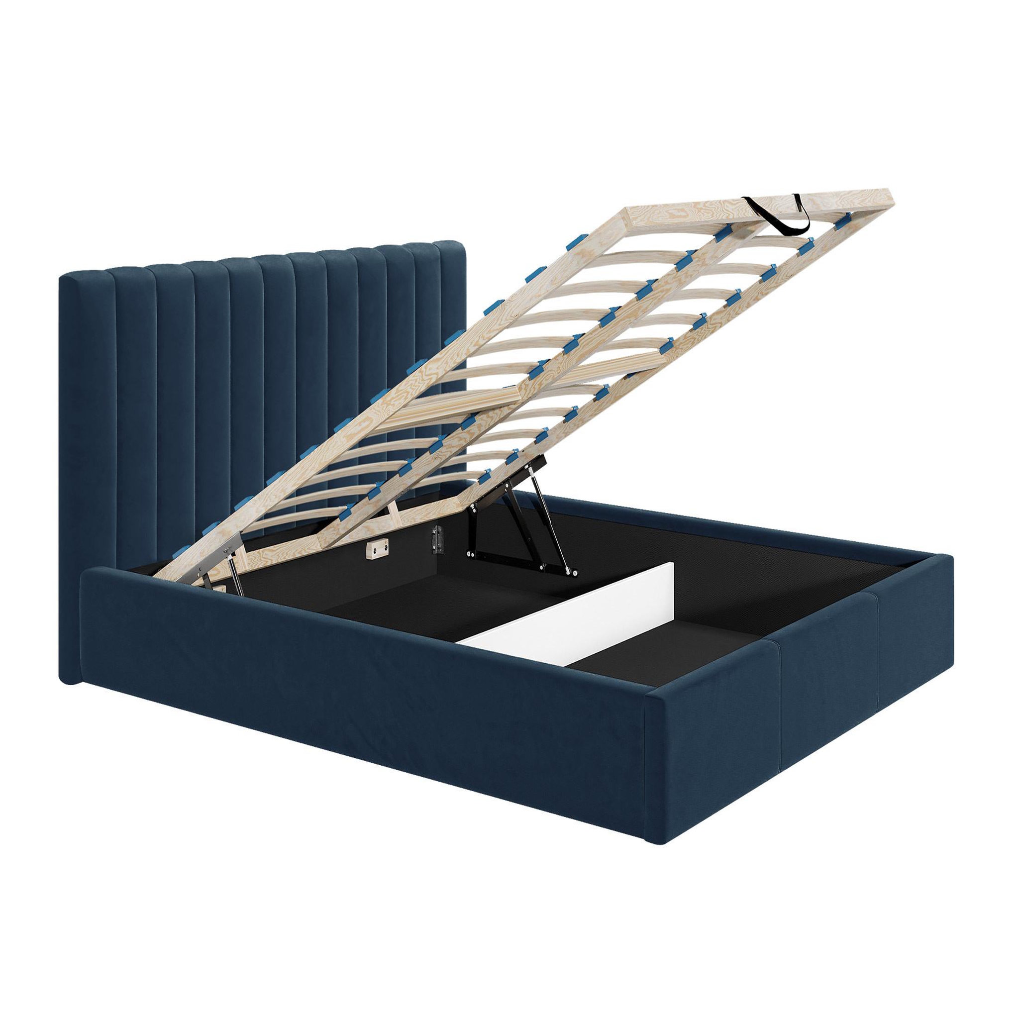 Voir la diapositive 2 : BEST MOBILIER Rosario - lit coffre - 180x200 - sommier inclus - en velours