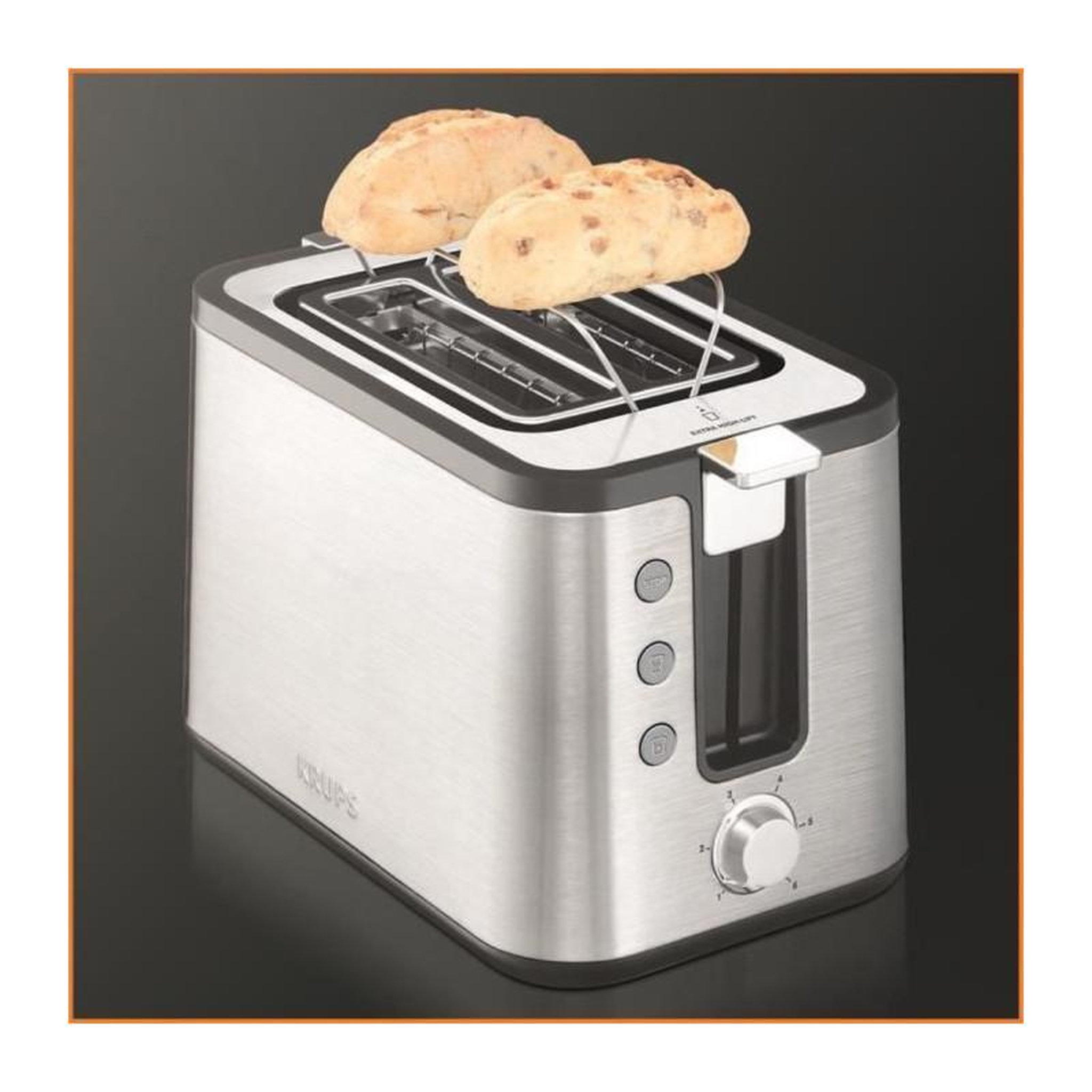 Voir la diapositive 3 : KRUPS KRUPS KH442D10 Control Line Grille-pain inox, Toaster 2 fentes larges, Remontee extra haute, Fonctions rechauffage et decongelat
