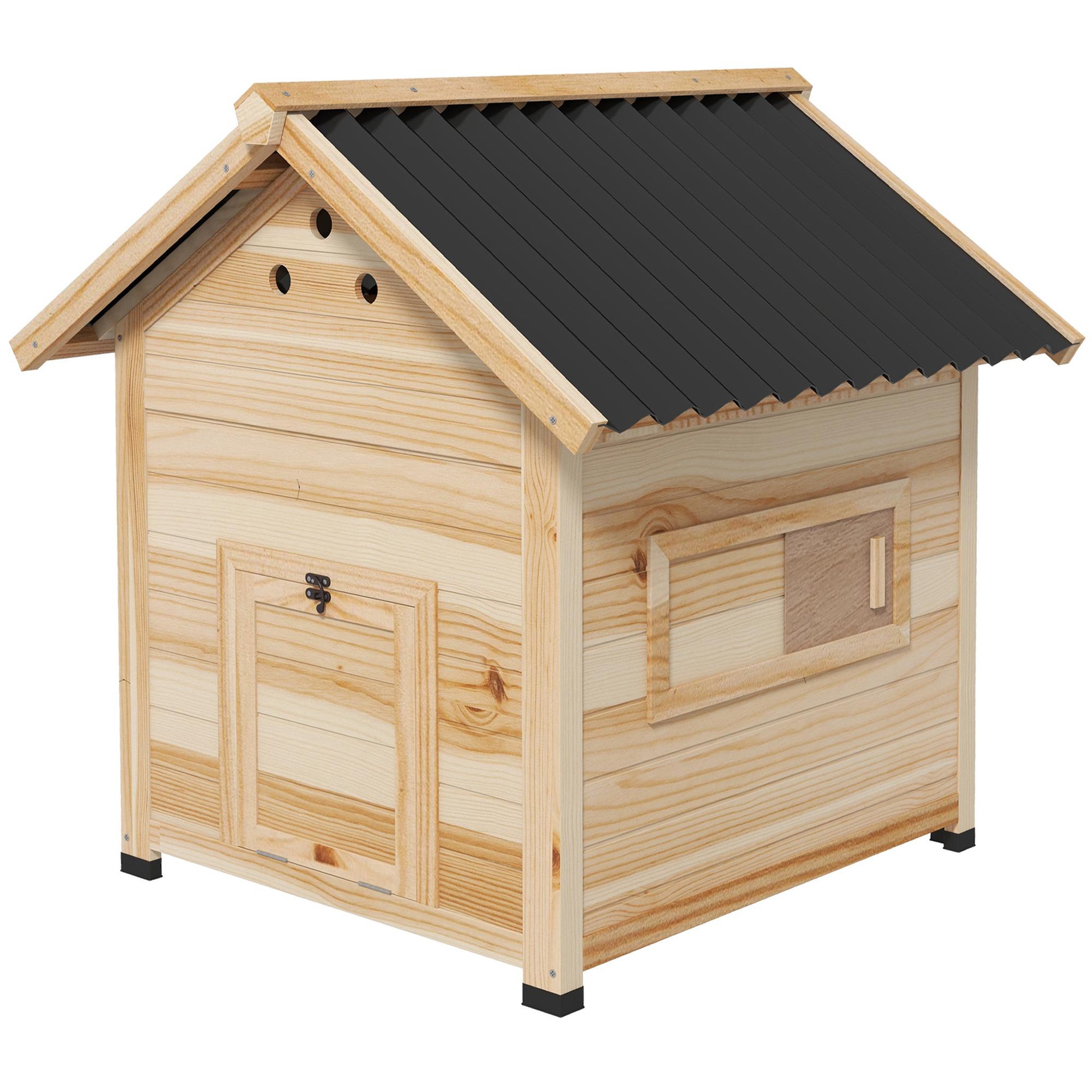 Voir la diapositive 5 : PAWHUT Nichoir canard design cottage toit ouvrant 2 portes verrouillables bois cèdre PVC noir