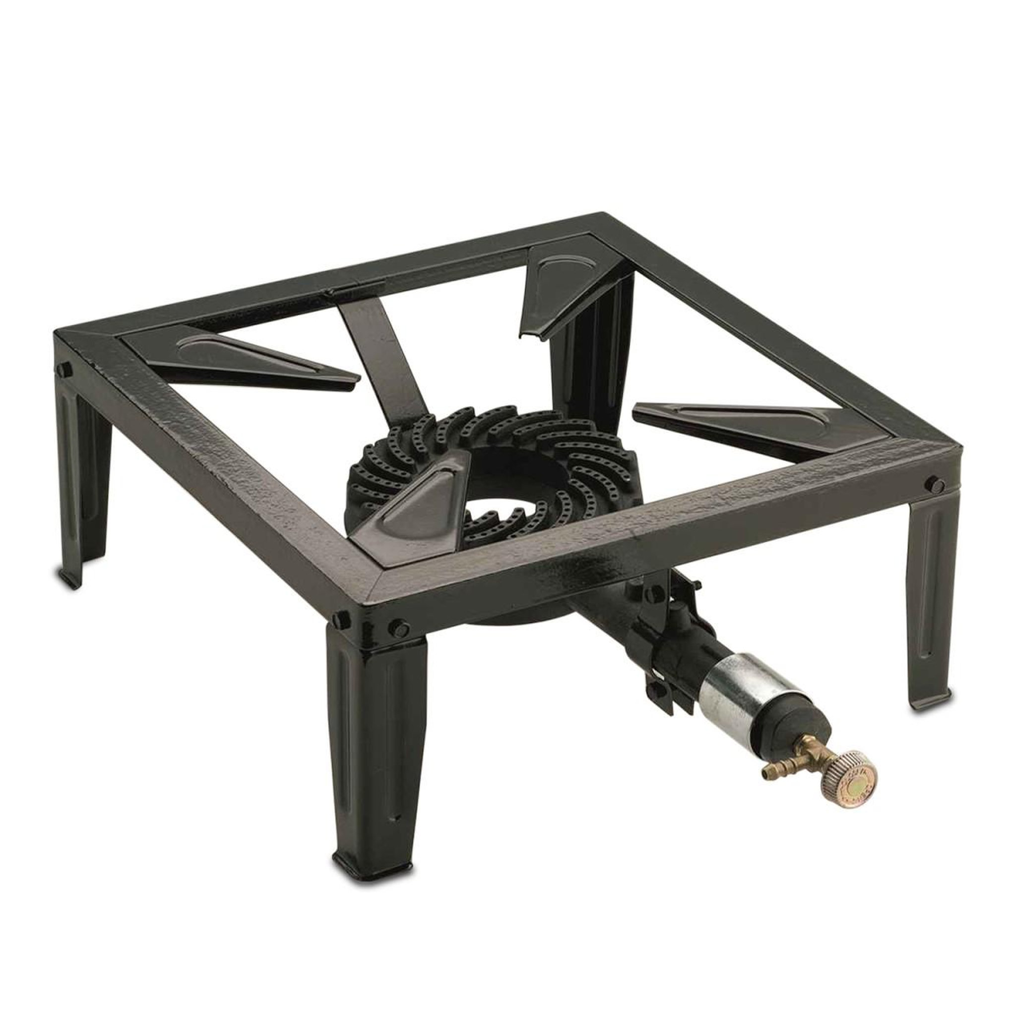 INTEC Réchaud à gaz 7.5KW Acier émaillé Bruleur fonte Réchaud Traiteur 4 pieds Cuissons extérieures