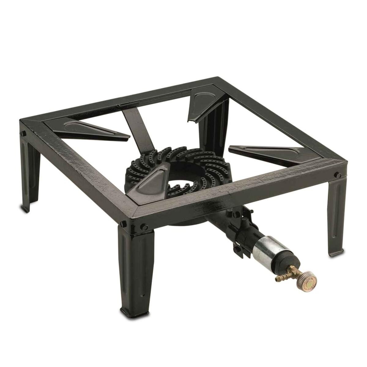 INTEC Réchaud à gaz 7.5KW Acier émaillé Bruleur fonte Réchaud Traiteur 4 pieds Cuissons extérieures