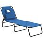 Voir la diapositive 2 : VIDAXL Chaise longue pliante bleu tissu oxford acier enduit de poudre