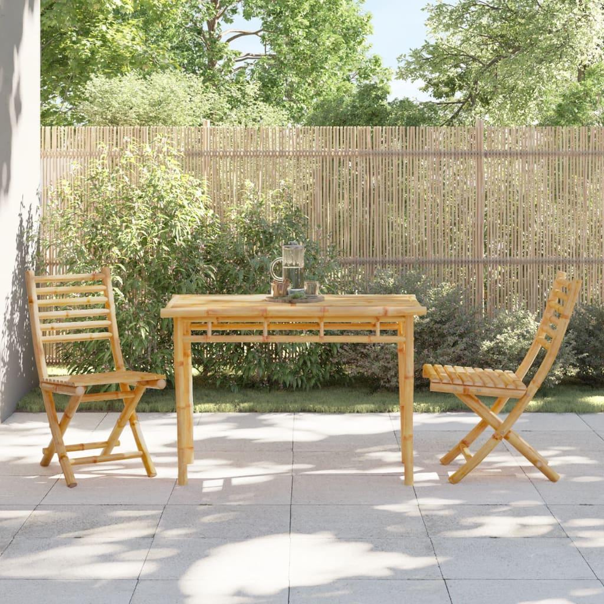 Voir la diapositive 3 : VIDAXL Table a manger de jardin 110x55x75 cm bambou
