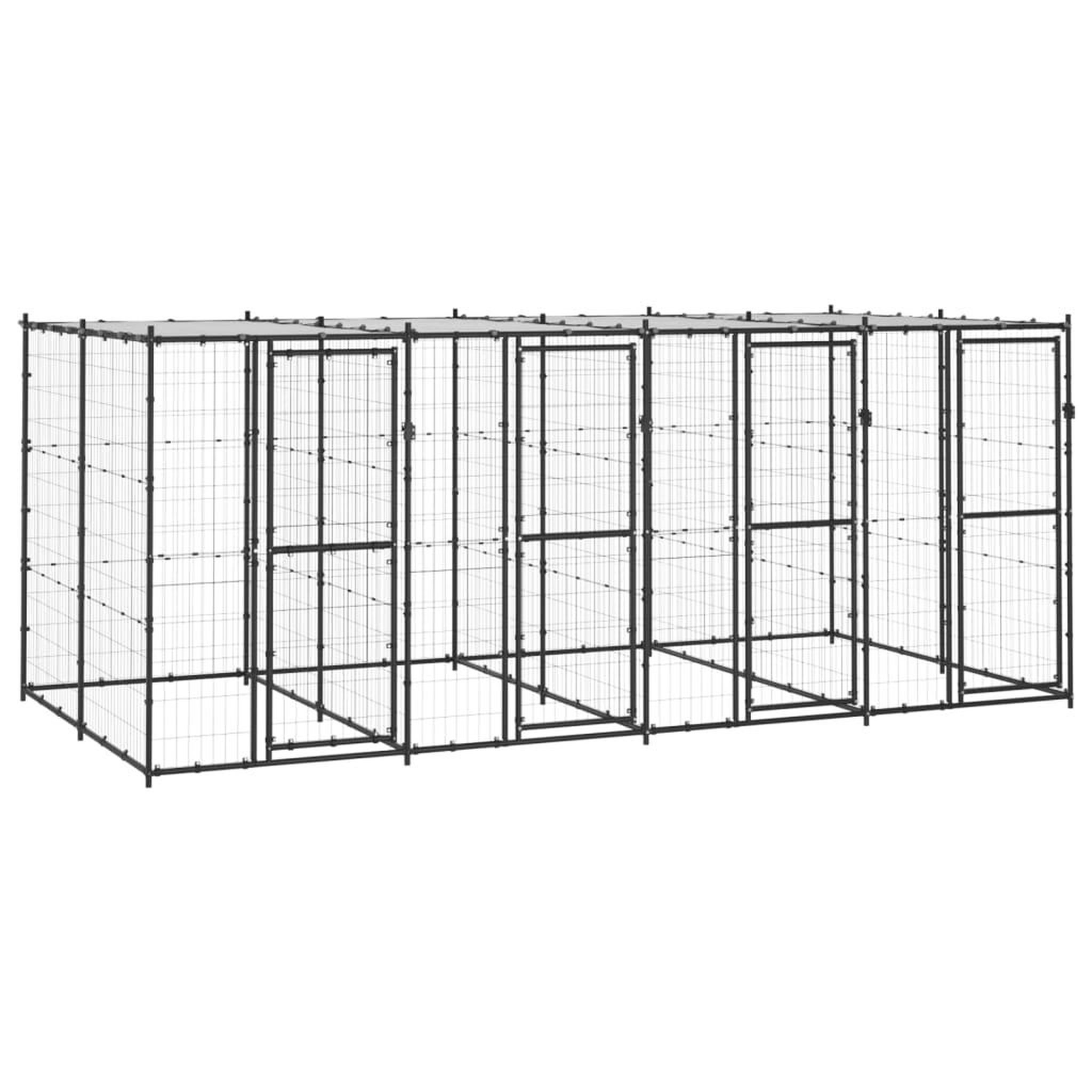 VIDAXL Chenil exterieur Acier avec toit 9,68 m²