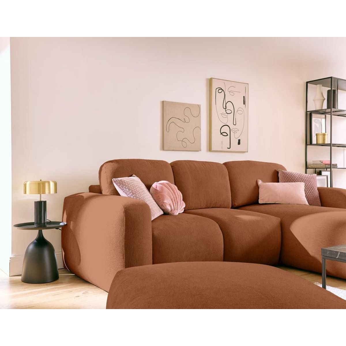 LISA DESIGN Sorrente - canapé d'angle réversible - convertible avec coffre - 4 places - en tissu texturé