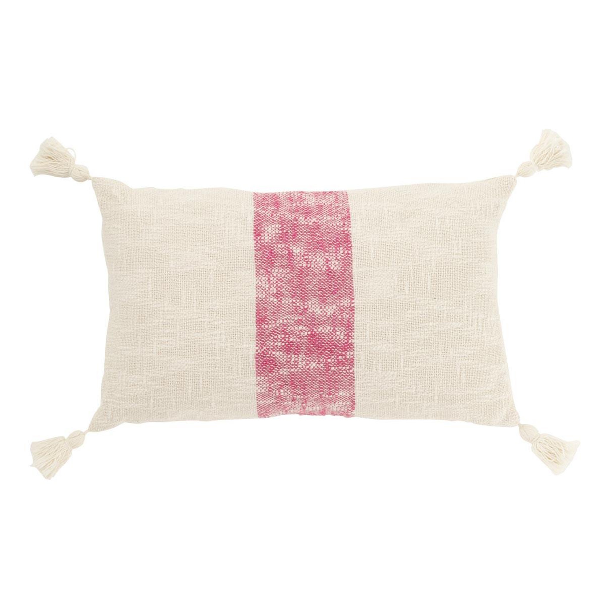 J-LINE Coussin déco ligne  polly  30x50cm blanc & rose
