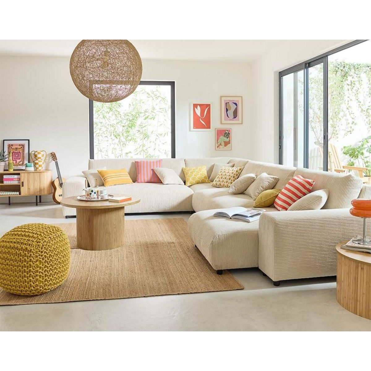 LISA DESIGN Garance - module d'assise méridienne droit - en velours côtelé