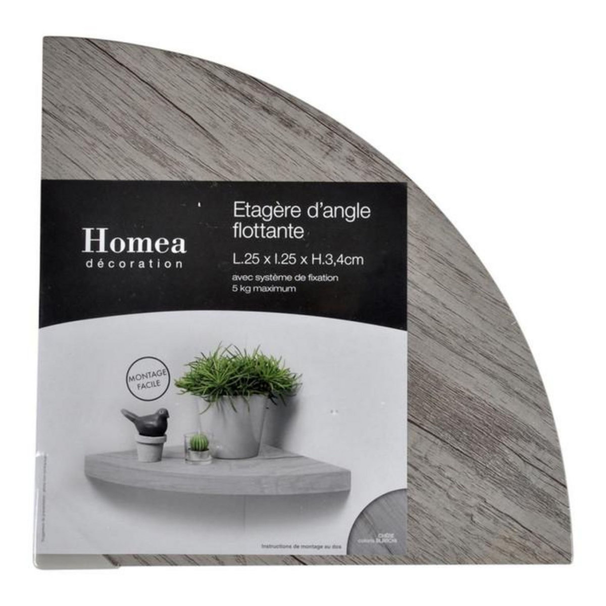 Paris Prix Étagère d'Angle Murale  Flottante  25cm Chêne Blanchi