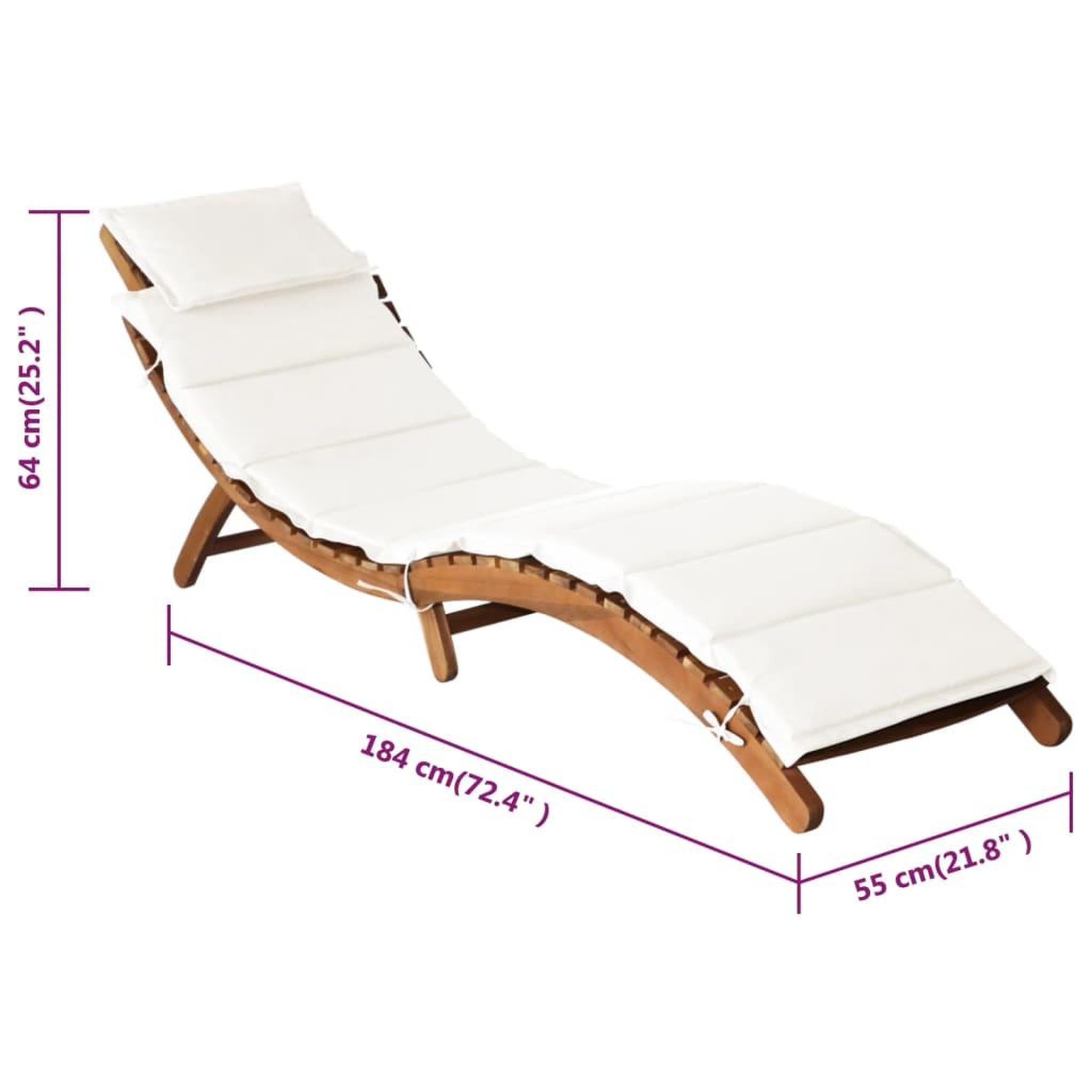 Voir la diapositive 6 : VIDAXL Chaises longues et coussins 2pcs creme blanc bois massif acacia