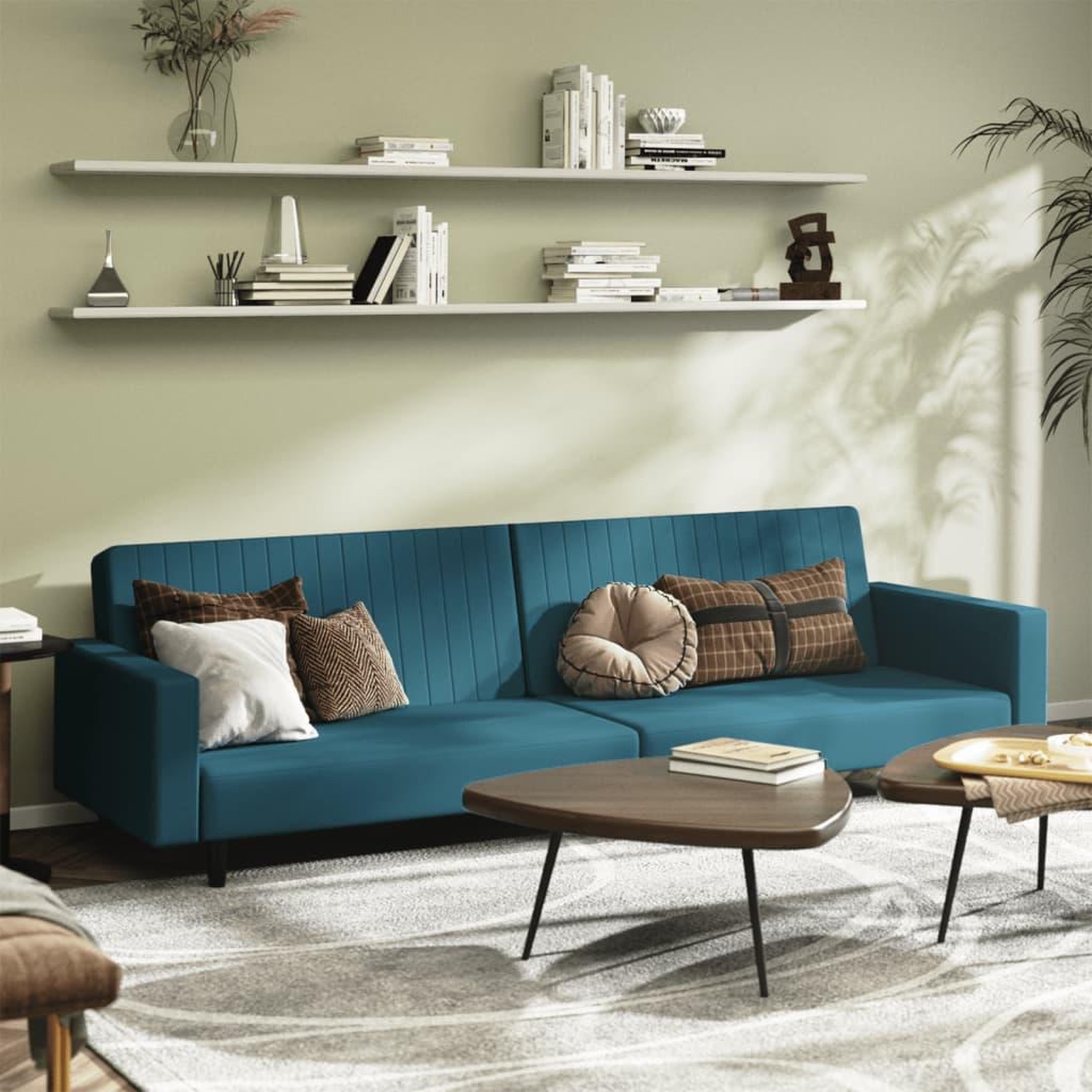 VIDAXL Canape-lit a 2 places Bleu Velours