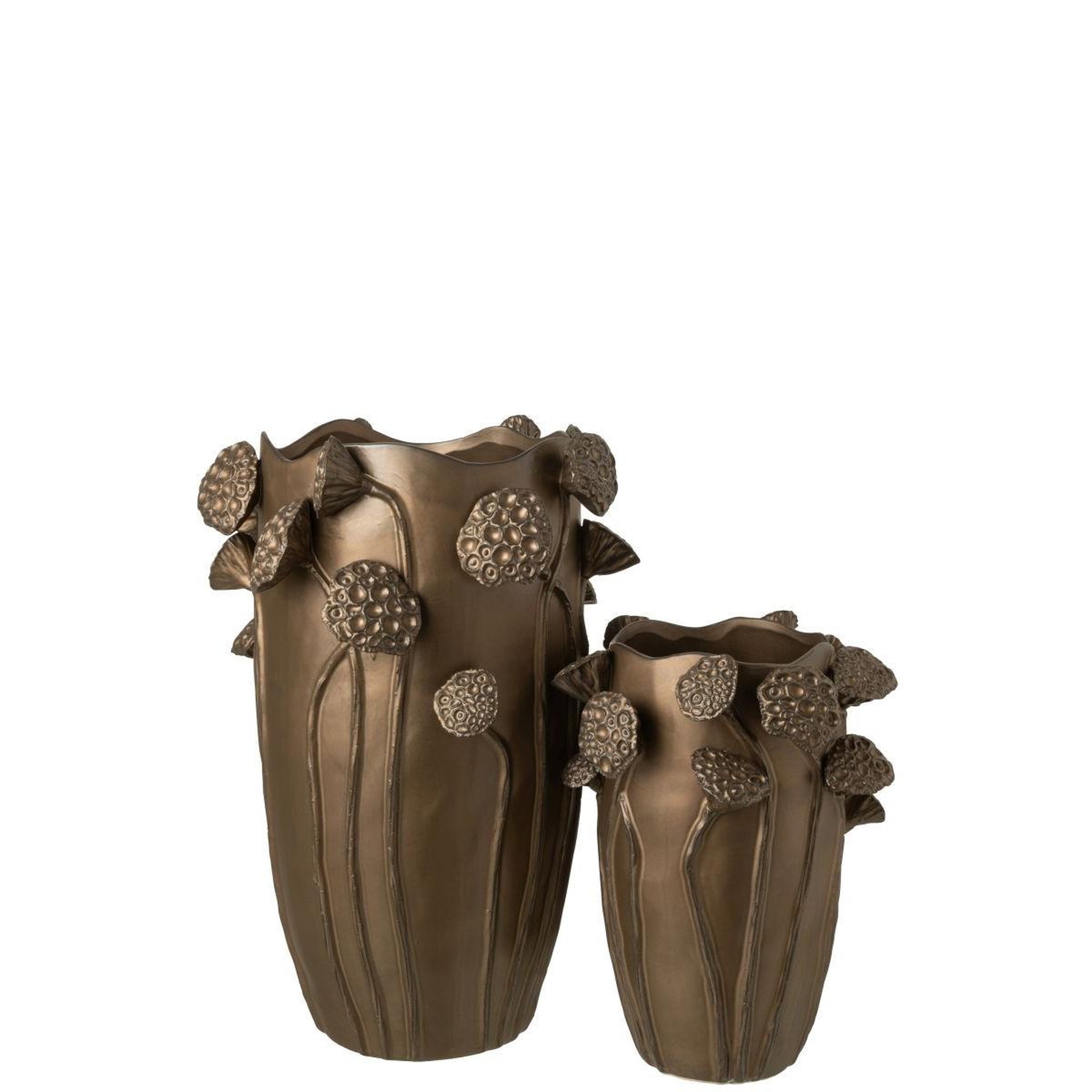 Voir la diapositive 2 : J-LINE Vase lotus en argile  pod  51cm cuivre