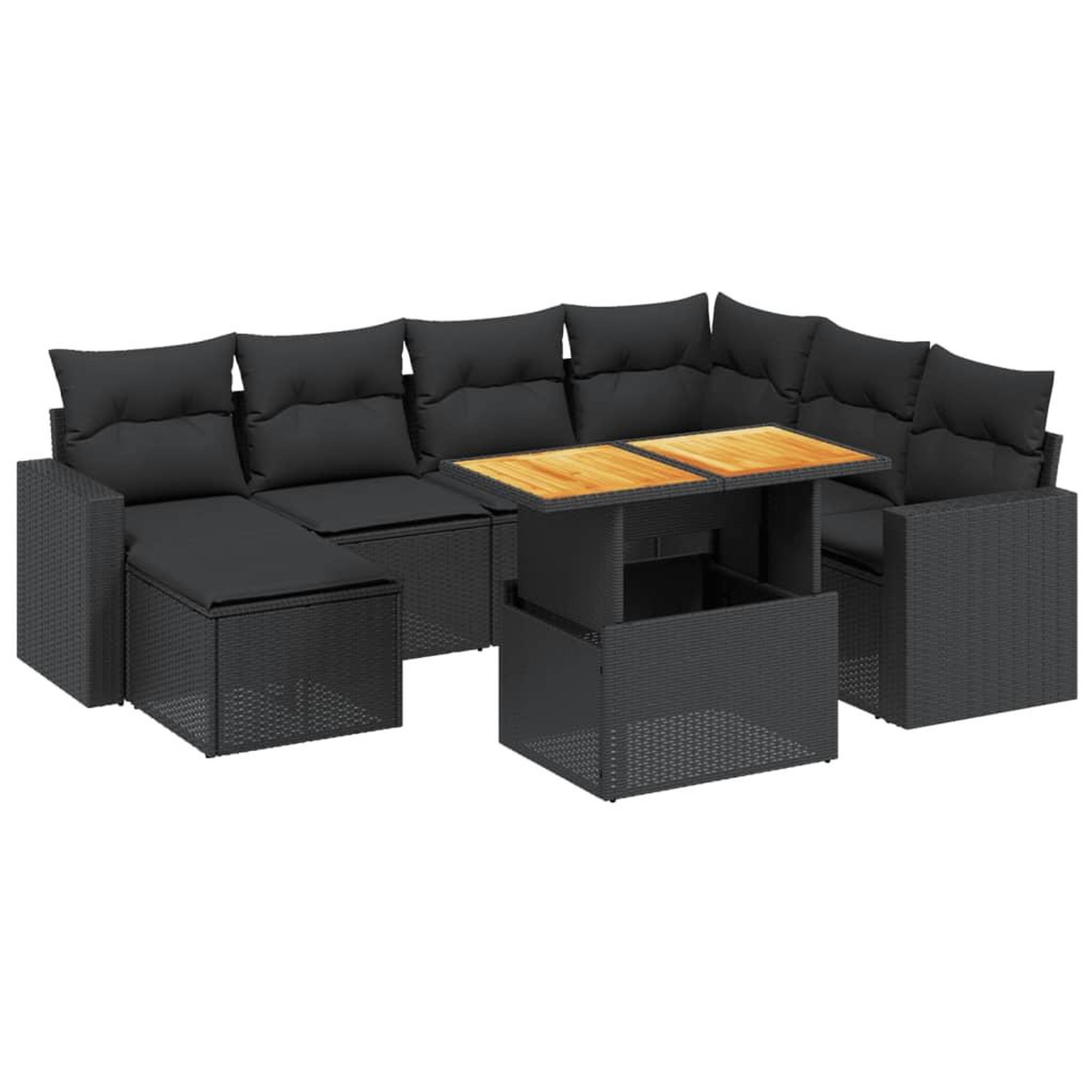 Voir la diapositive 2 : VIDAXL Salon de jardin 8 pcs avec coussins noir resine tressee