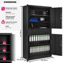 Voir la diapositive 6 : tectake Armoire de classement en métal en acier lâqué époxy noir/noir