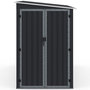 Voir la diapositive 3 : ID MARKET Abri de jardin adossé 3 m² gris en acier galvanisé avec base double porte latérale