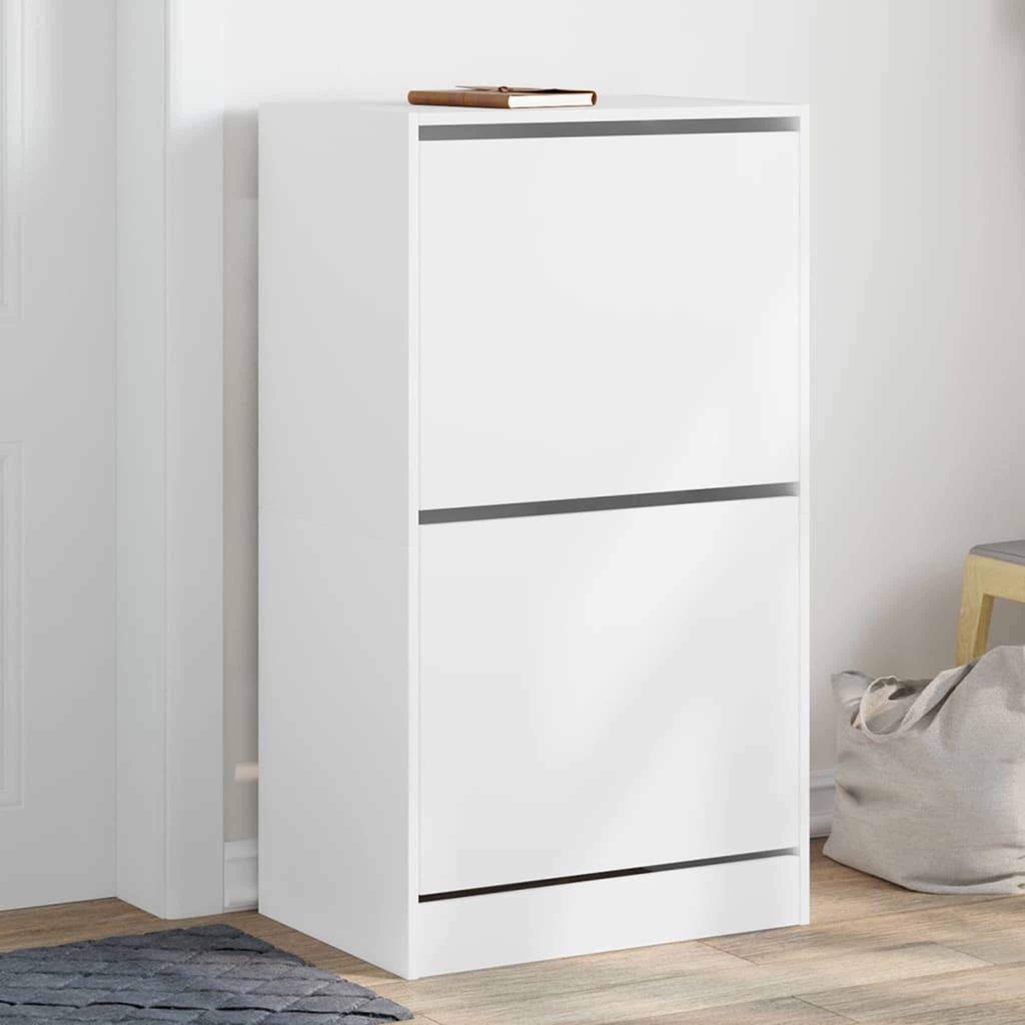 VIDAXL Armoire a chaussures 2 tiroirs rabattables blanc 60x42x108 cm