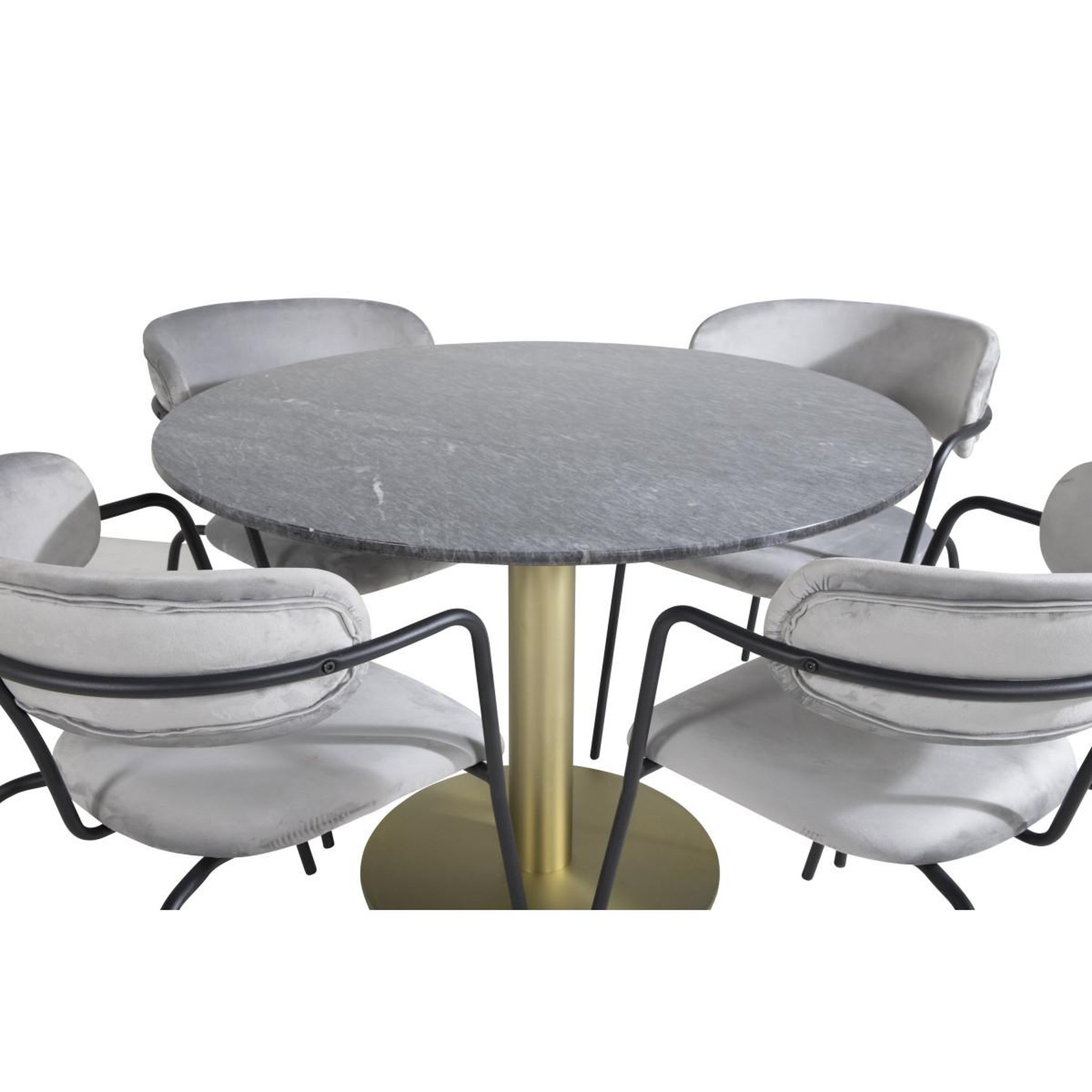 Voir la diapositive 3 : Paris Prix Ensemble Table à Manger & 4 Chaises  Estelle II & Arrow  106cm Gris Foncé & Gris