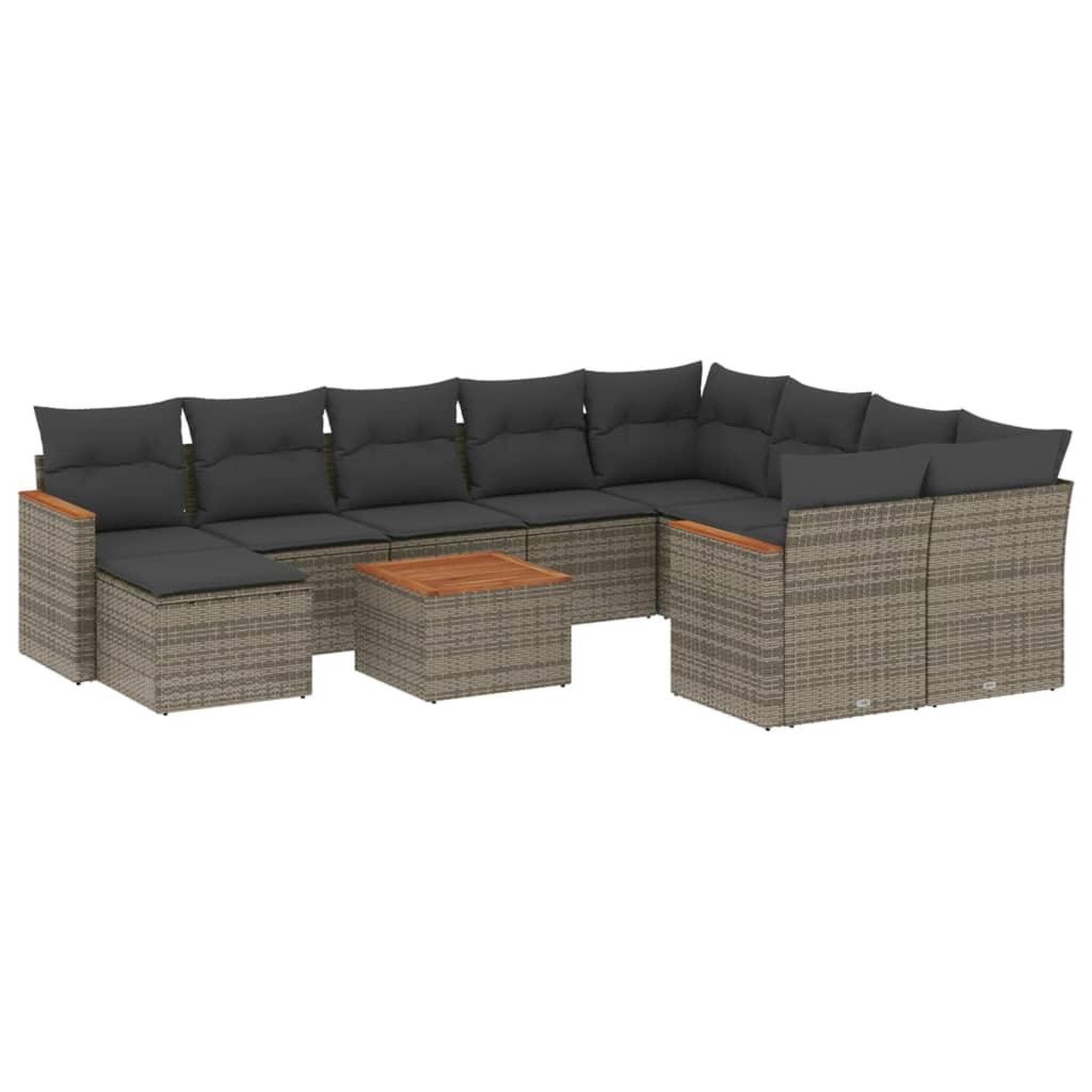 Voir la diapositive 2 : VIDAXL Salon de jardin 11 pcs avec coussins gris resine tressee