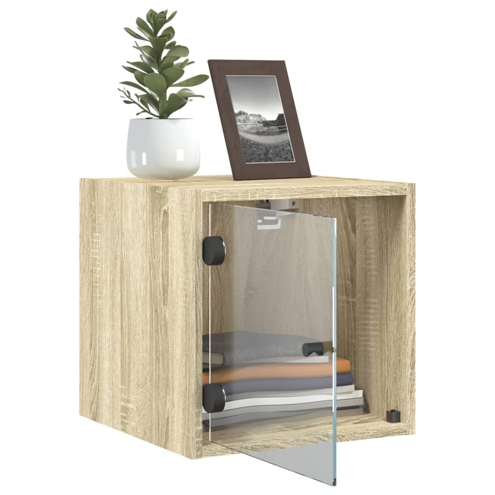 Voir la diapositive 5 : VIDAXL Tables de chevet et portes vitrees 2pcs chene sonoma 35x37x35cm
