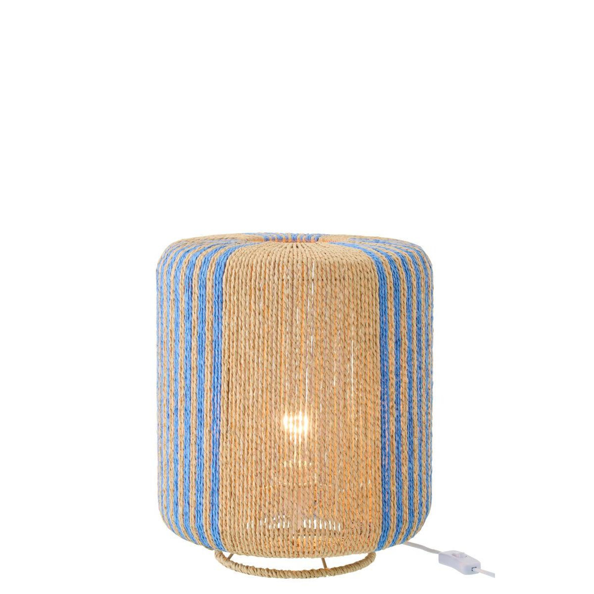 Voir la diapositive 2 : J-LINE Lampe à poser corde  chase  39cm bleu & naturel