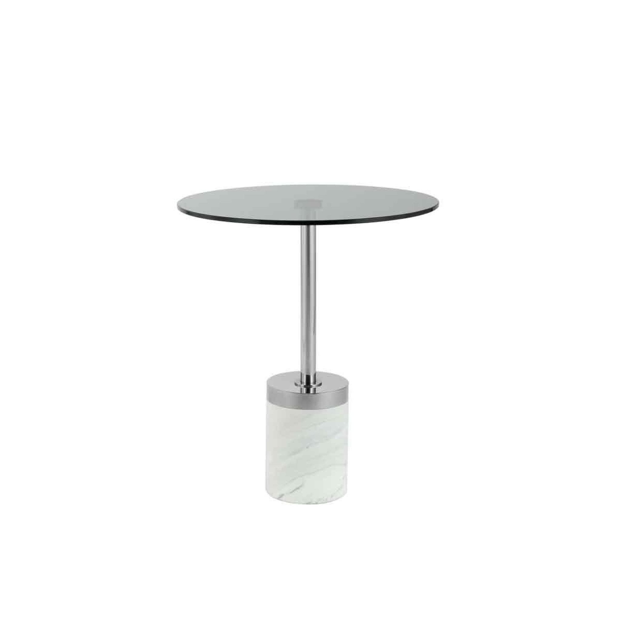 Voir la diapositive 2 : Paris Prix Table d'appoint en marbre  lana  53cm gris & blanc