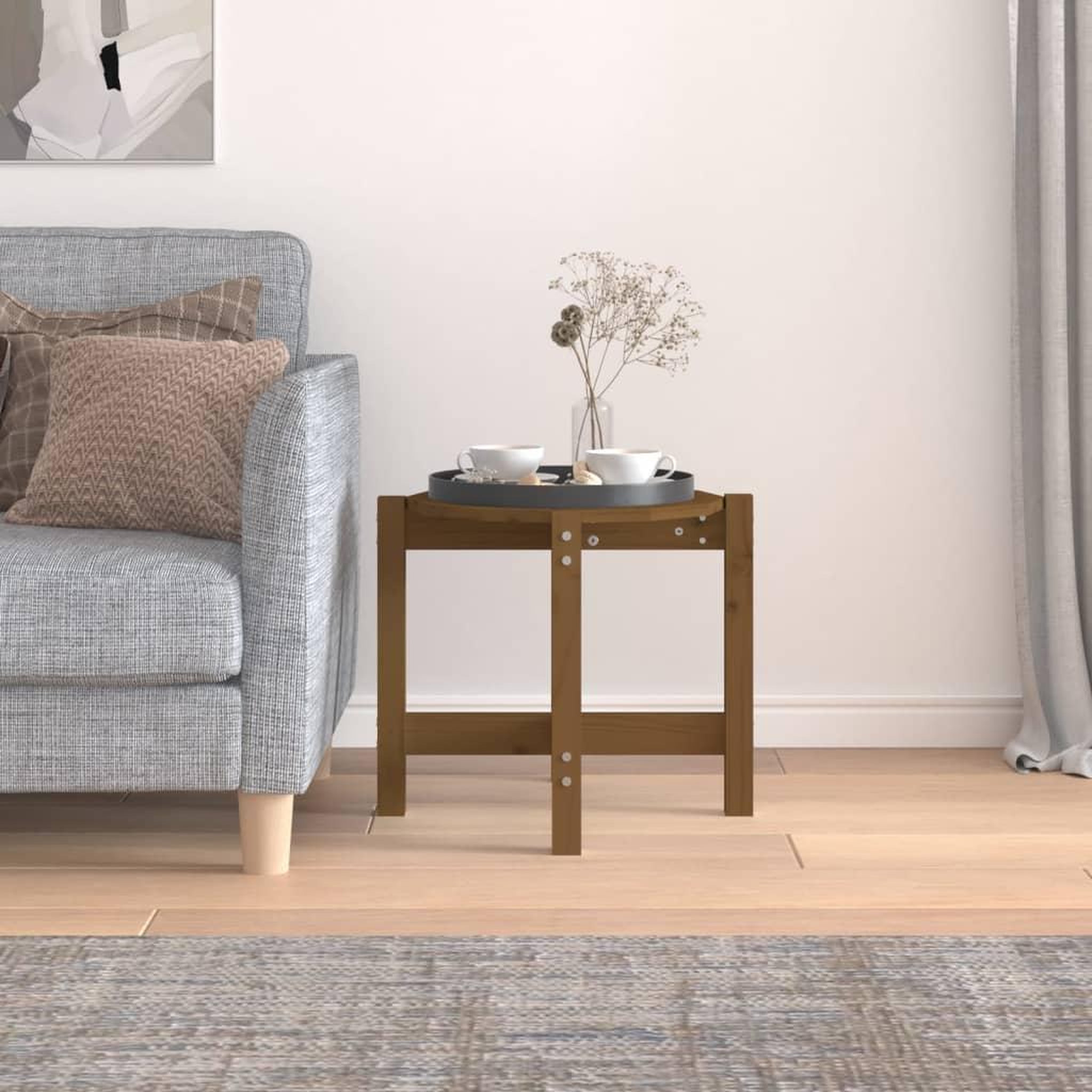 Voir la diapositive 3 : VIDAXL Table basse Marron miel Ø 52,5x45 cm Bois massif de pin