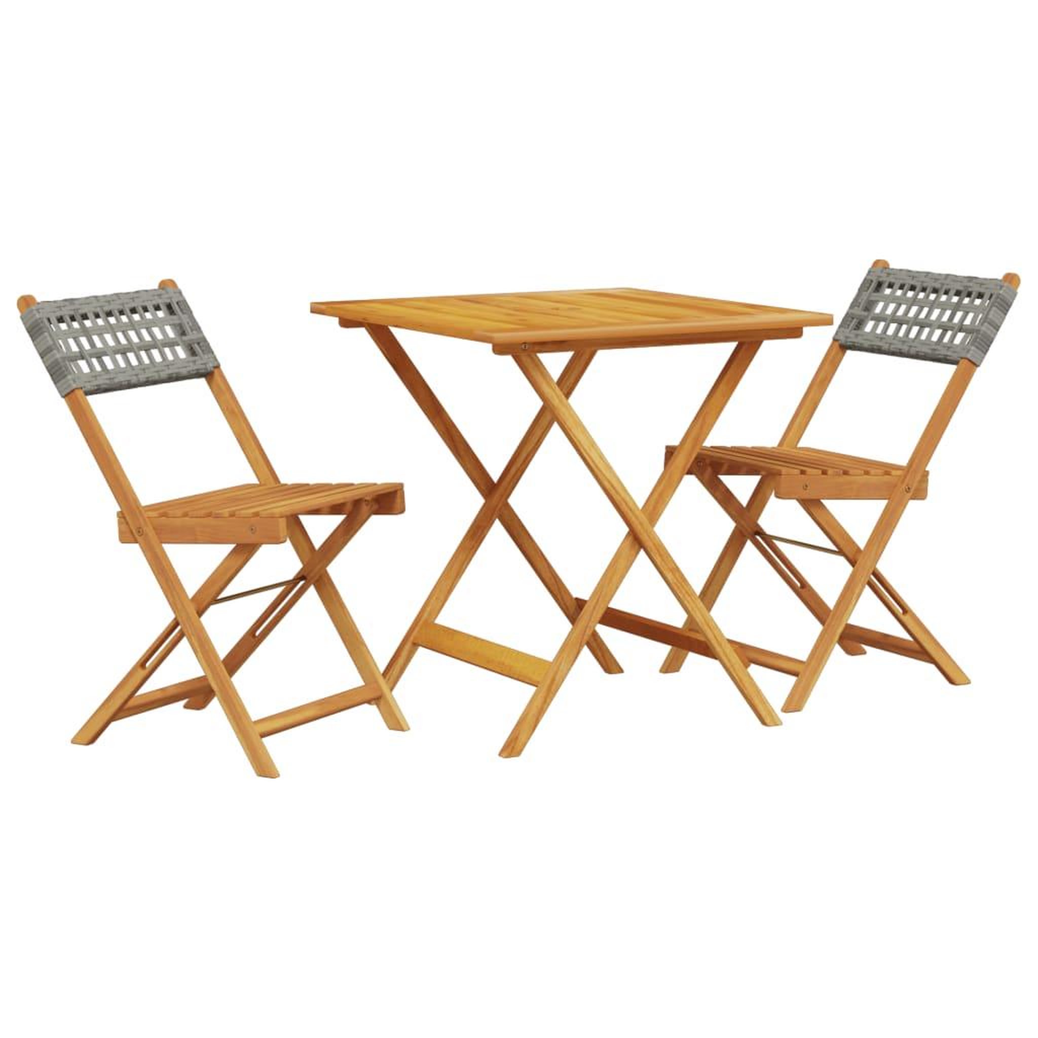 Voir la diapositive 2 : VIDAXL Ensemble de bistro 3 pcs gris resine tressee et bois massif