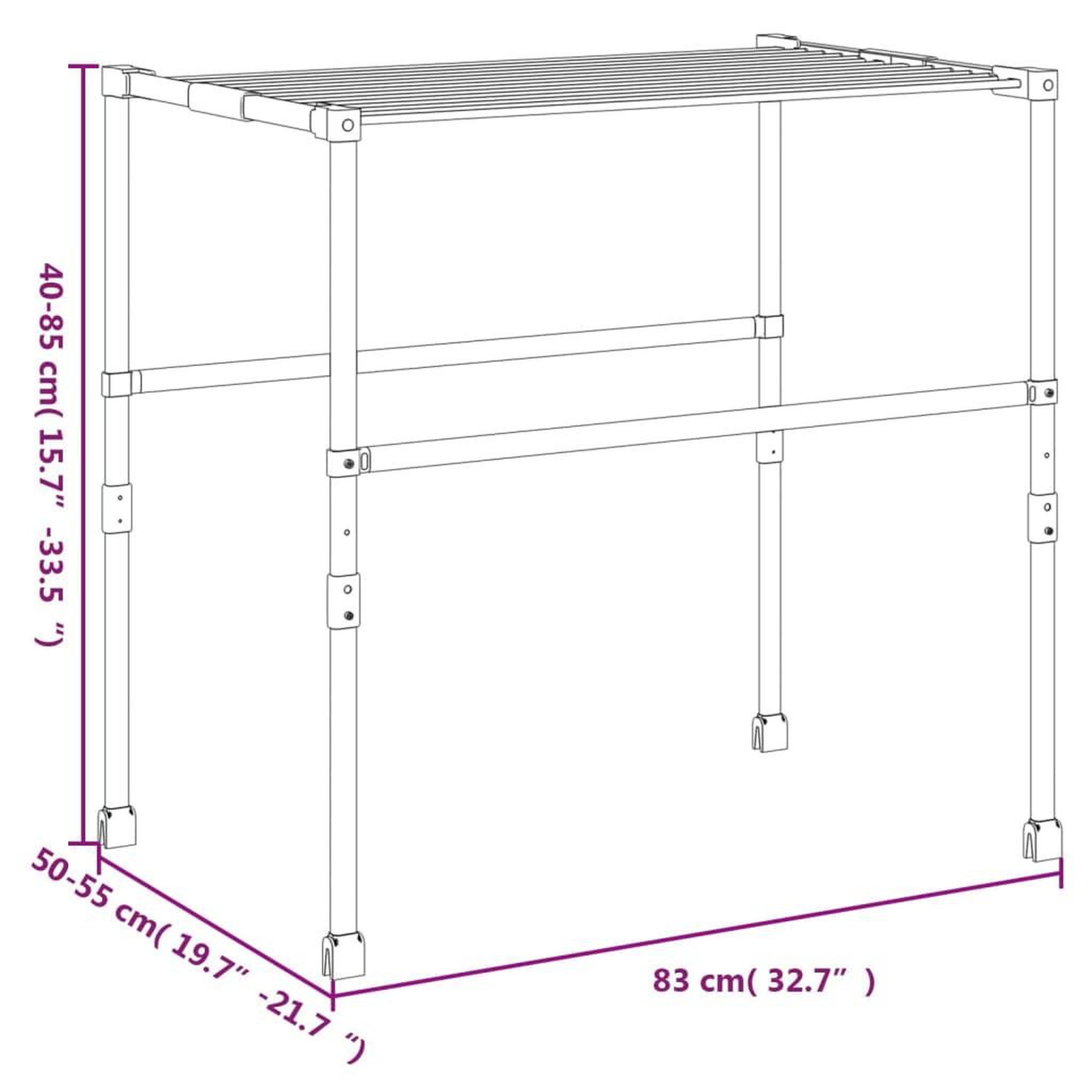 Voir la diapositive 6 : VIDAXL Sechoir a linge 83x(50-55)x(40-85) cm aluminium