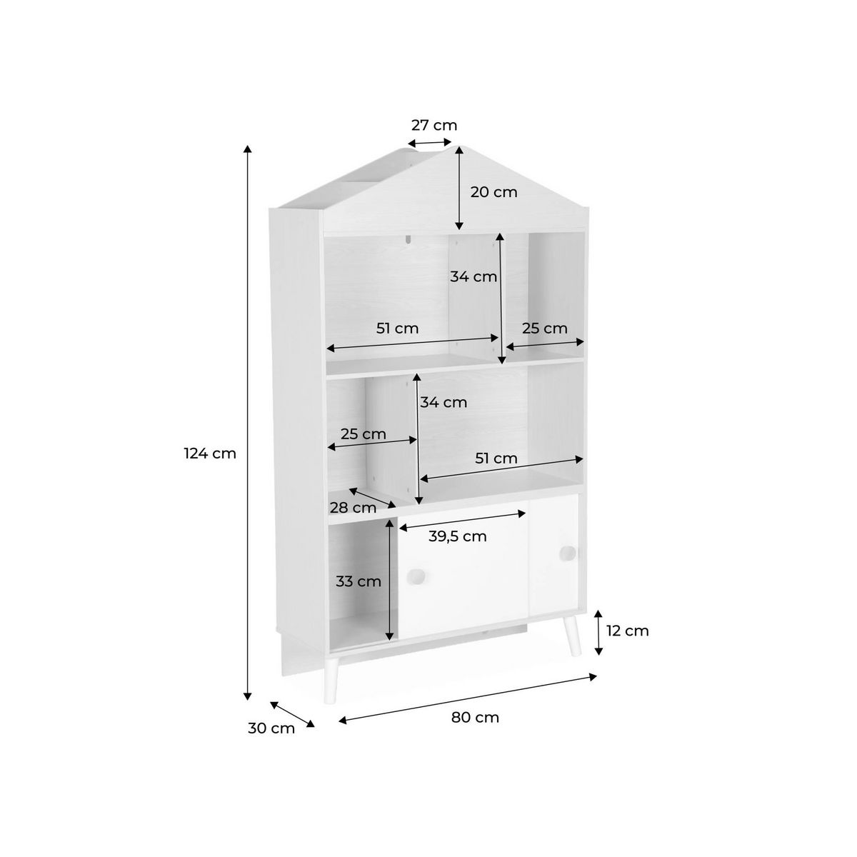 SWEEEK Bibliothèque enfant 2 portes. étagères