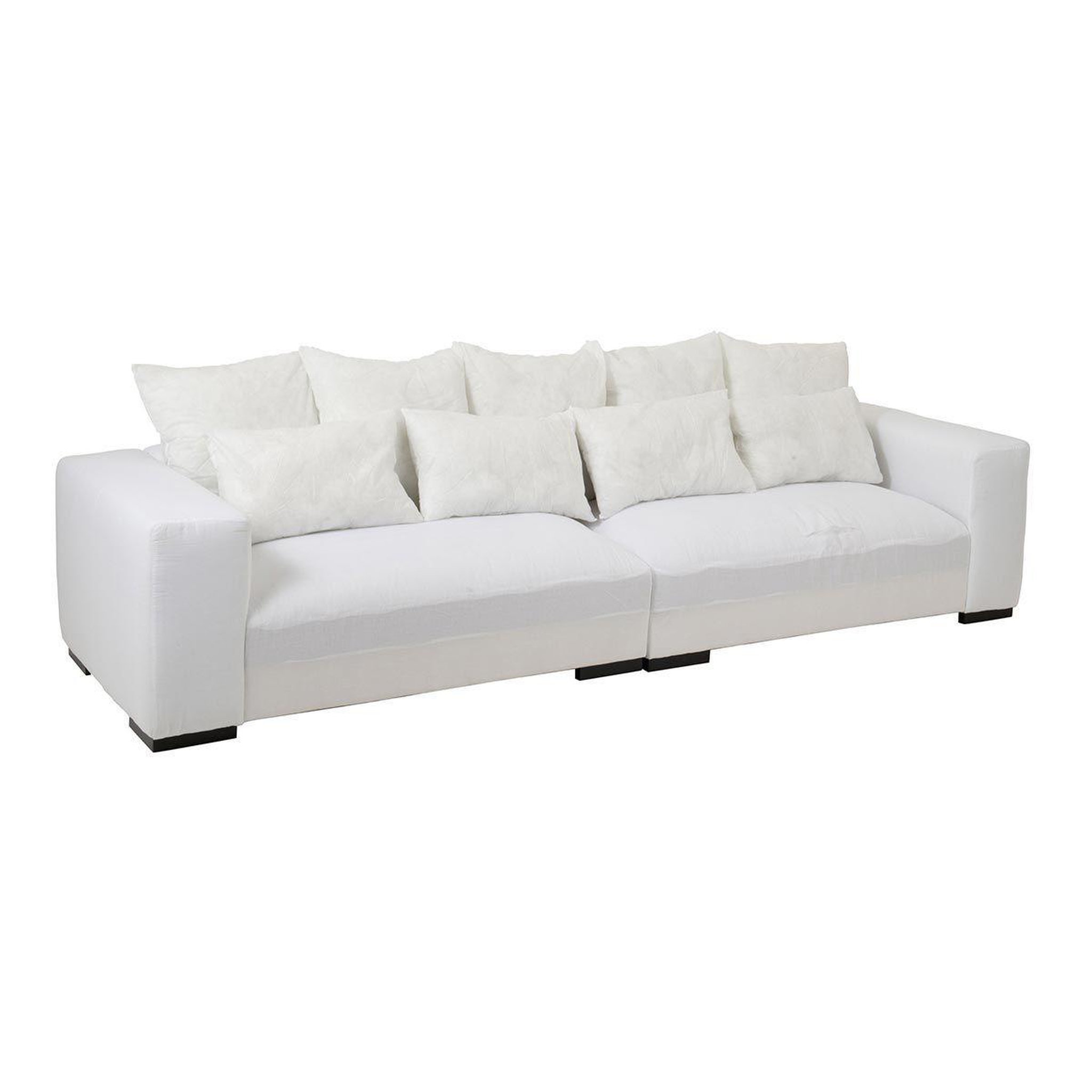 J-LINE Canapé design 9 coussins  monaco  330cm blanc