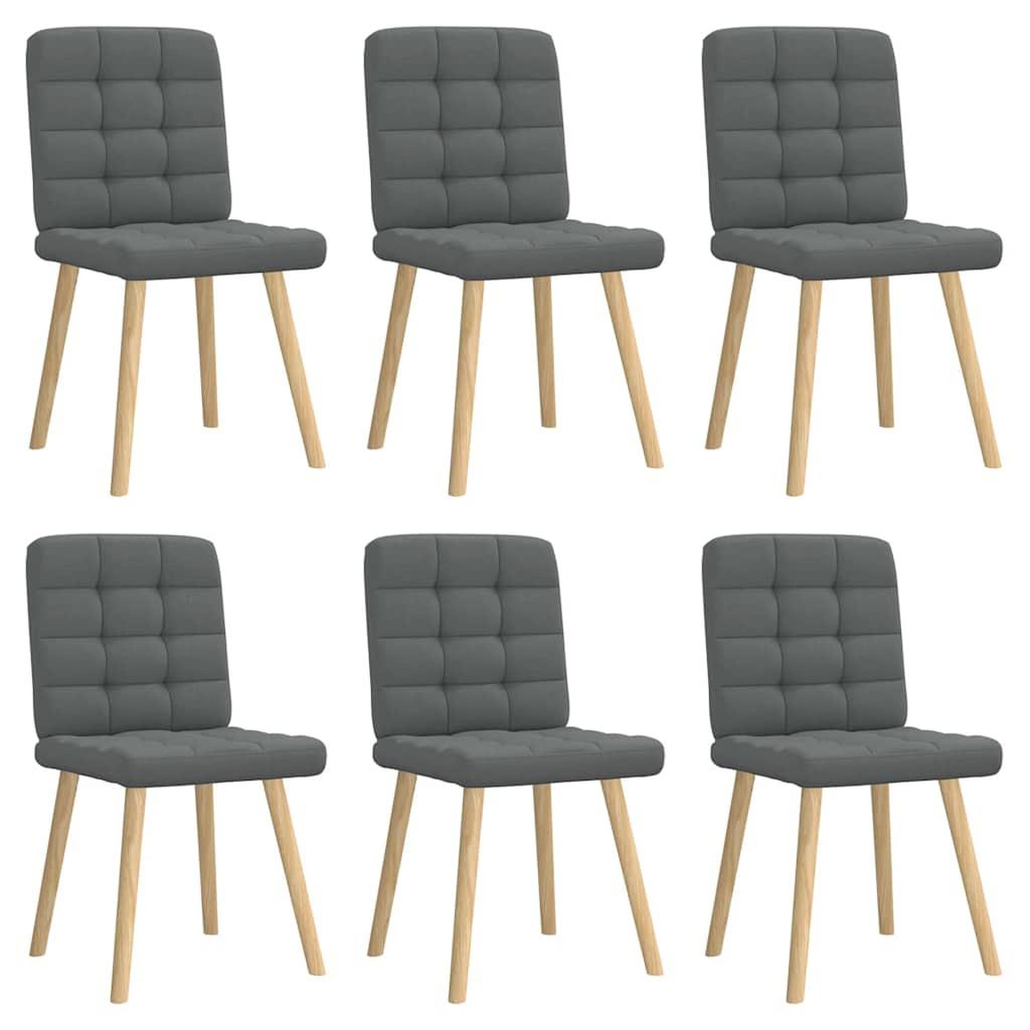 VIDAXL Chaises a manger lot de 6 gris fonce tissu