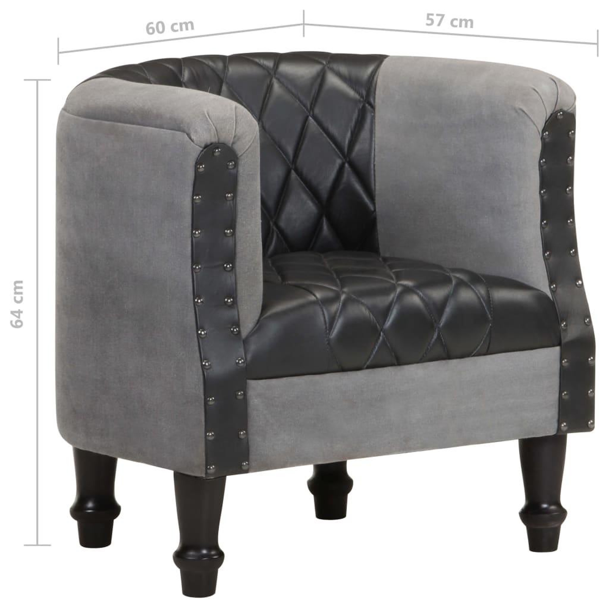 Voir la diapositive 6 : VIDAXL Chaise cabriolet Noir Cuir veritable et bois de manguier massif