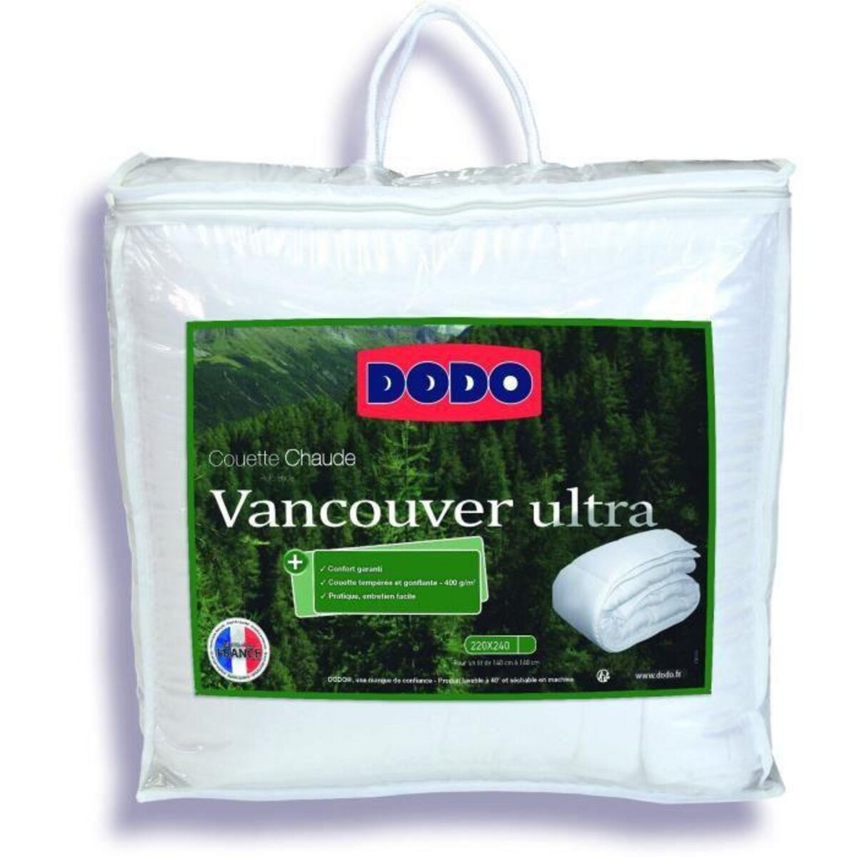 Couette tempérée Vancouver Ultra - 220 x 240 cm - 300gr/m² - Blanc - DODO  pas cher 