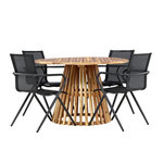 Paris Prix Ensemble Table de Jardin & 4 Chaises  Lumpur & Alina  120cm Naturel & Noir