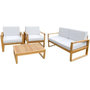 Voir la diapositive 3 : MARKET24 Salon de jardin en bois d'Acacia FSC - PALAWAN - 4 personnes - Coussins gris perle