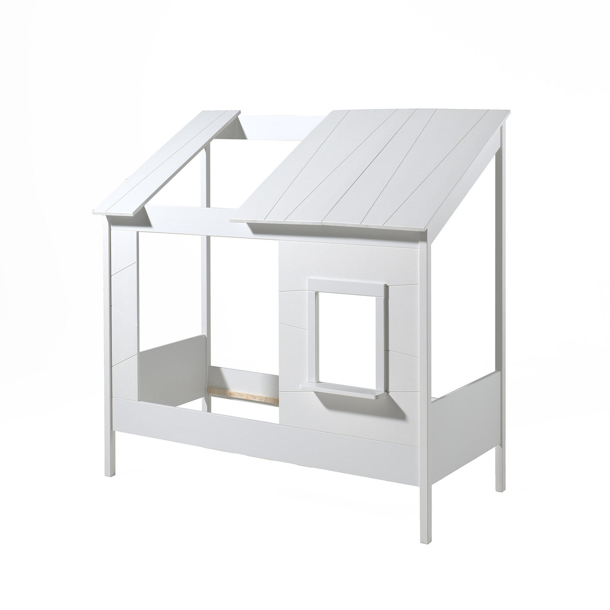 Voir la diapositive 2 : Lit cabane 90x200cm avec fenêtre et toit ouvert CASA 
