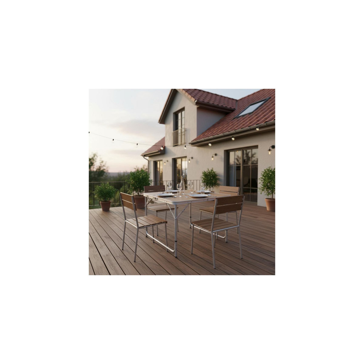 O'Camp Table de camping pliable 4 places - O'Camp - Forme valise - Dimensions : 80 x 60 x 69 cm