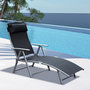 Voir la diapositive 2 : OUTSUNNY Outsunny transat chaise longue bain de soleil pliable dossier inclinable multi-positions têtière fournie 137L x 64l x 101H cm métal époxy textilène noir