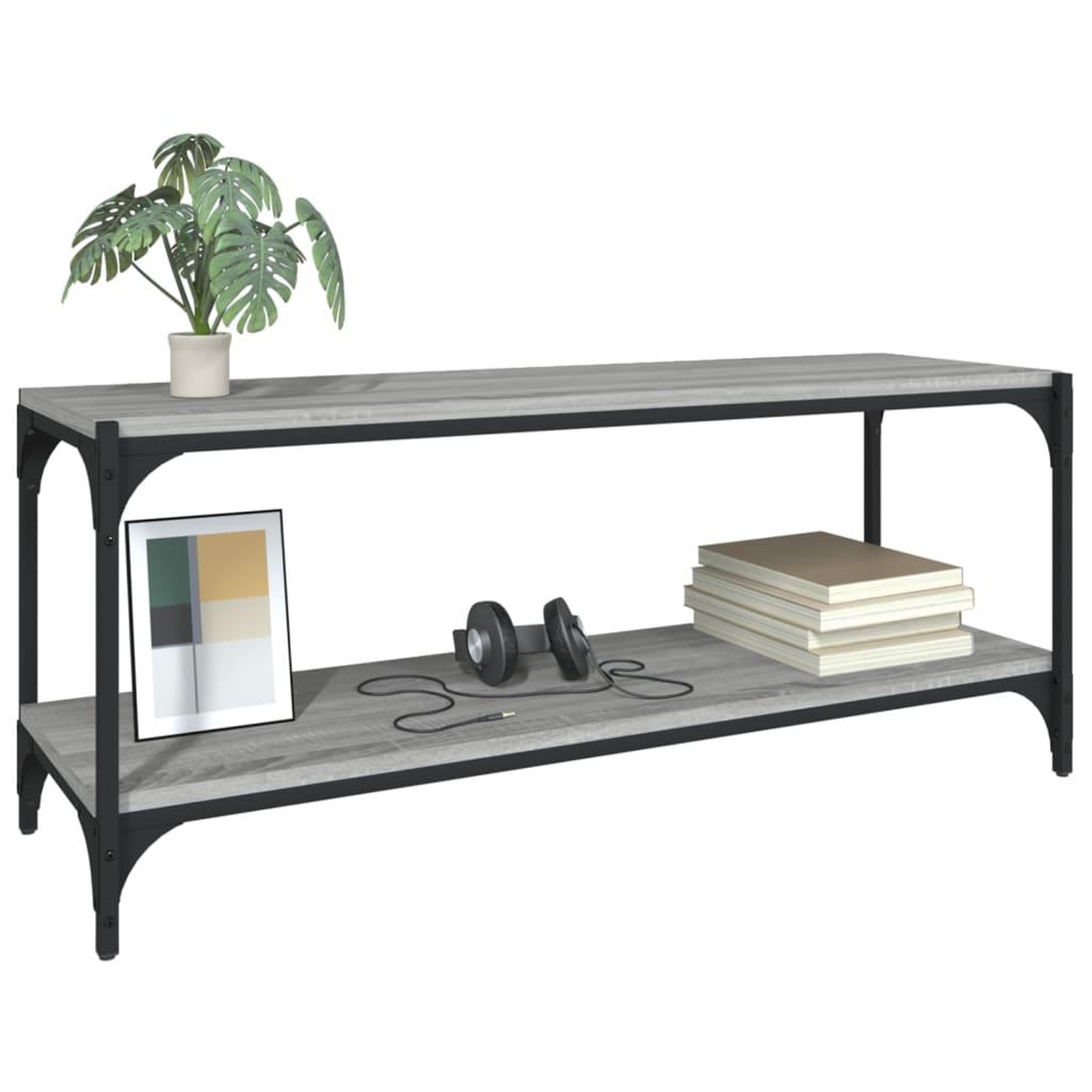 Voir la diapositive 4 : VIDAXL Meuble TV Sonoma gris 100x33x41 cm Bois d'ingenierie et acier