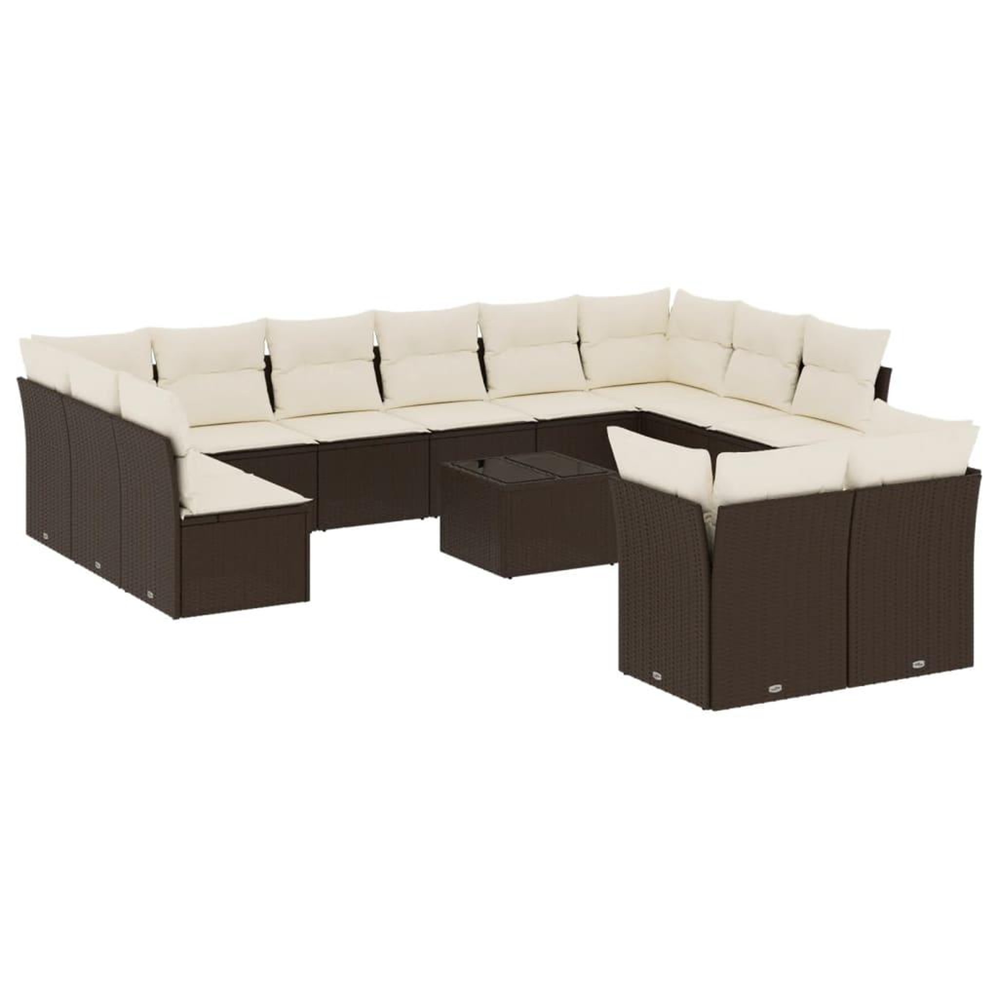 Voir la diapositive 2 : VIDAXL Salon de jardin avec coussins 13 pcs marron resine tressee