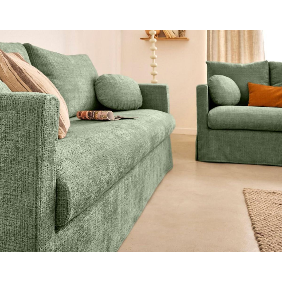 LISA DESIGN Serena - canapé droit déhoussable 3 places en velours texturé