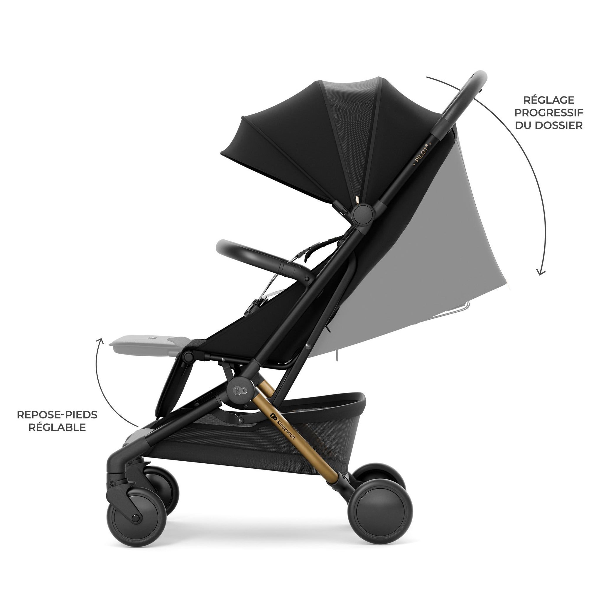Voir la diapositive 4 : KINDERKRAFT Poussette compacte et facile à plier pour voyages et déplacements