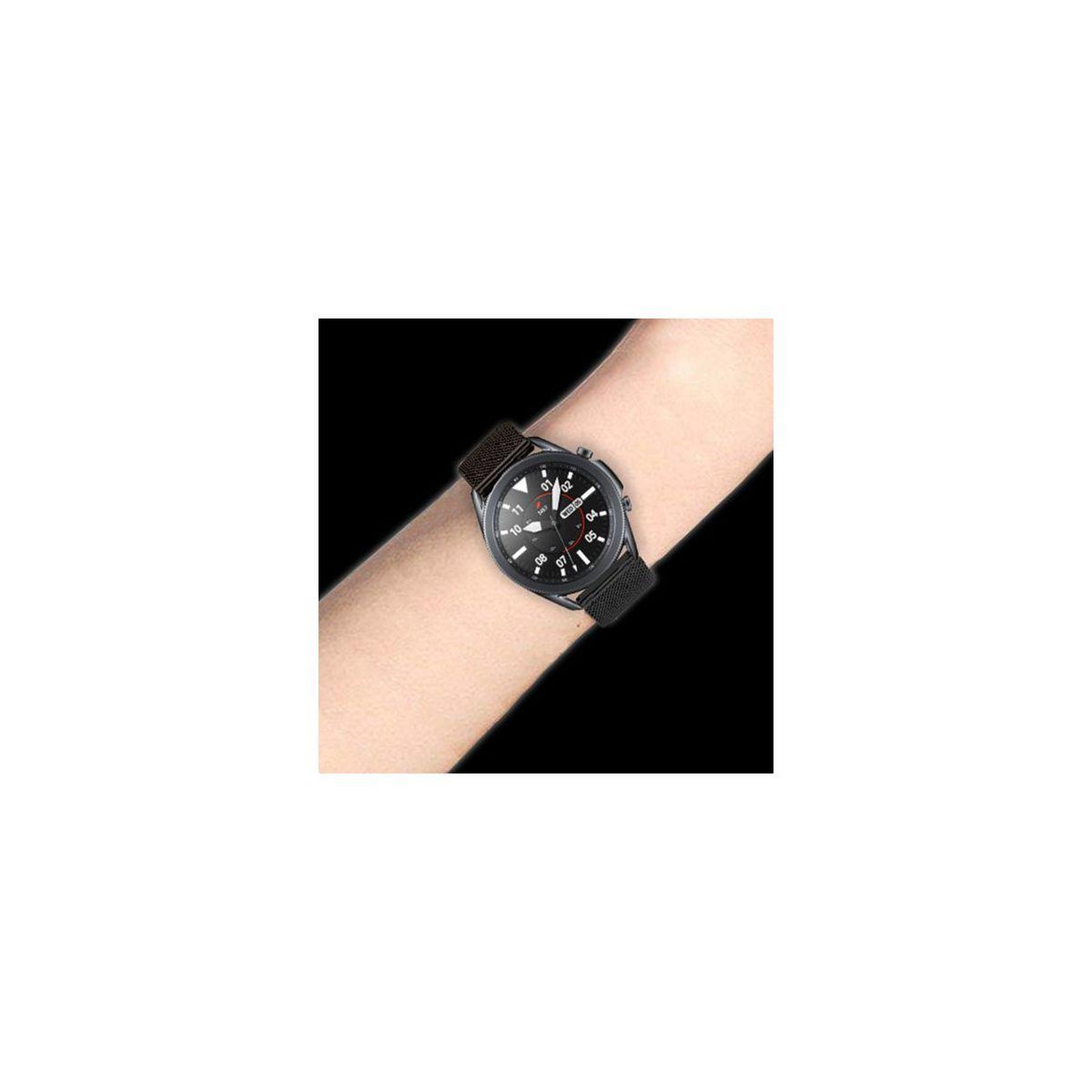 Voir la diapositive 3 : IBROZ Bracelet Samsung/Huawei 20mm Maille noir