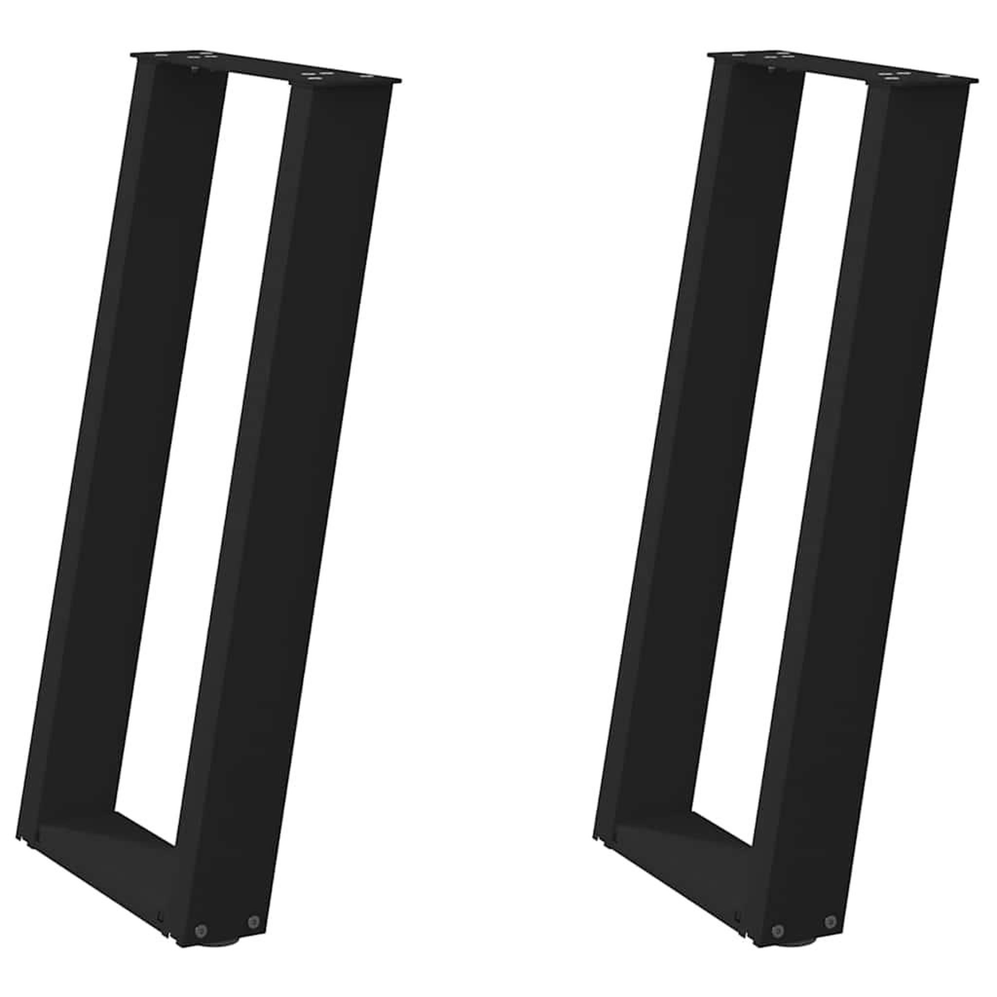 Voir la diapositive 2 : VIDAXL Pieds de table console forme de U 2 pcs noir 28x(72-73)cm acier