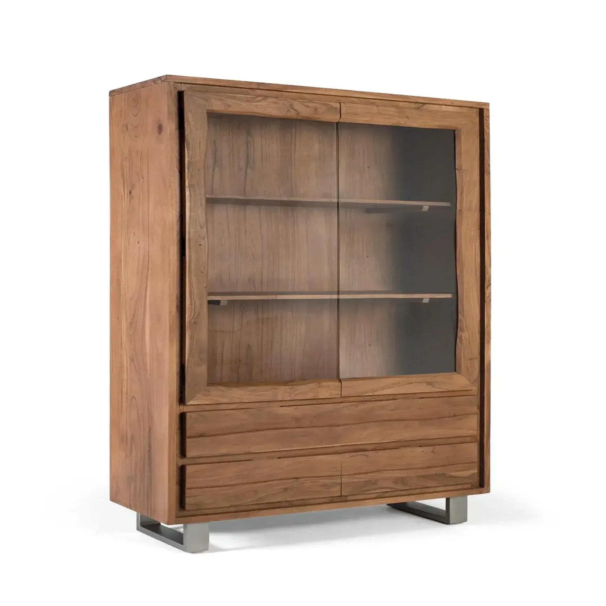 Voir la diapositive 3 : GINER Y COLOMER SL Vitrine en bois d'acacia 120 cm style rustique moderne