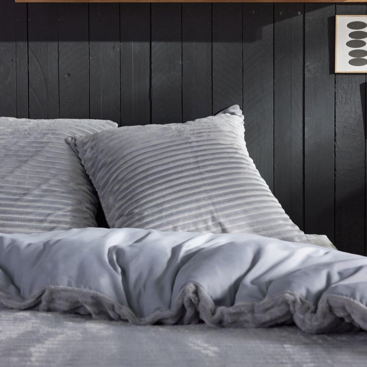 Today Parure de lit - TODAY - Cotelé - 2 personnes - 220 x 240 cm - Gris uni