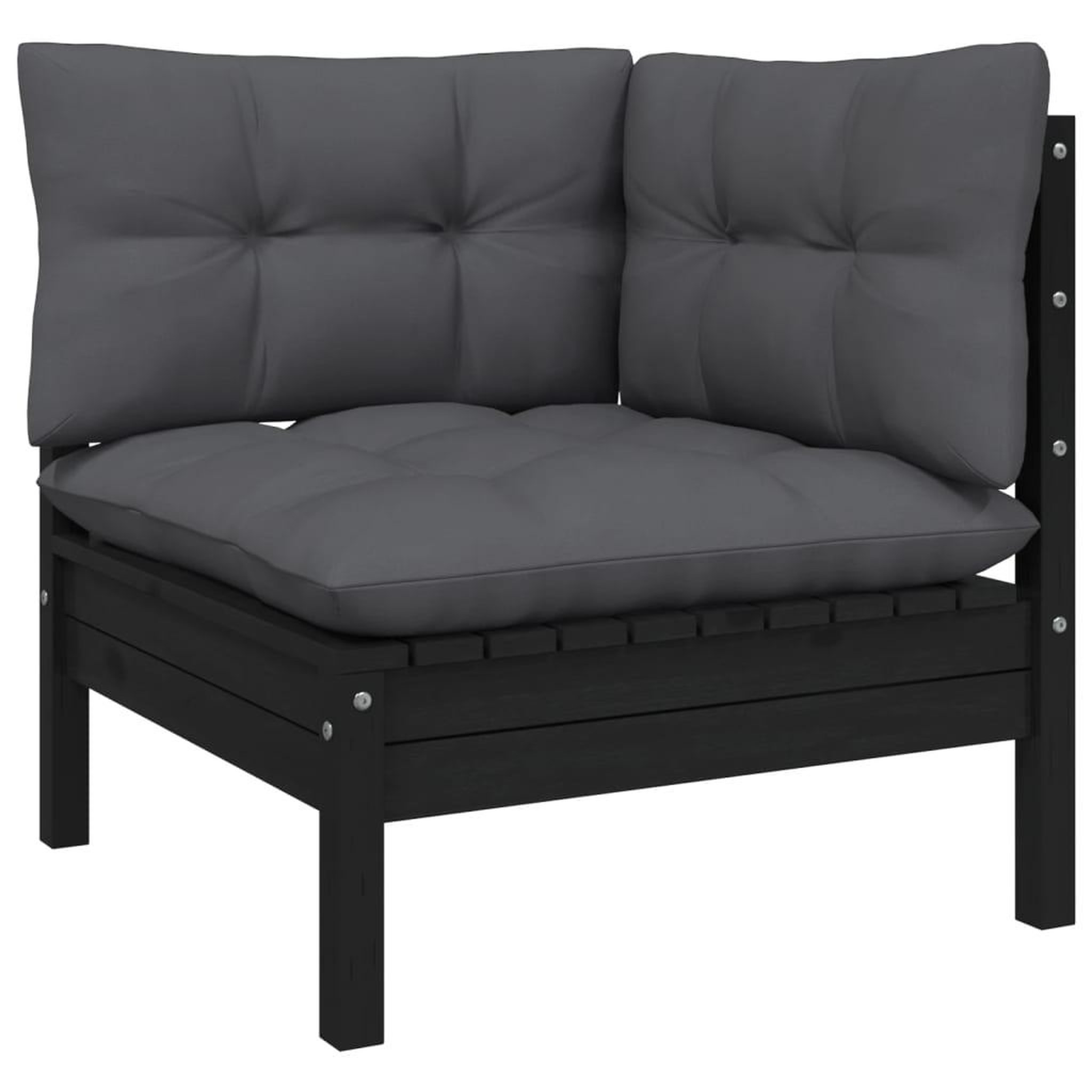 Voir la diapositive 4 : VIDAXL Salon de jardin 5 pcs avec coussins Noir Bois de pin