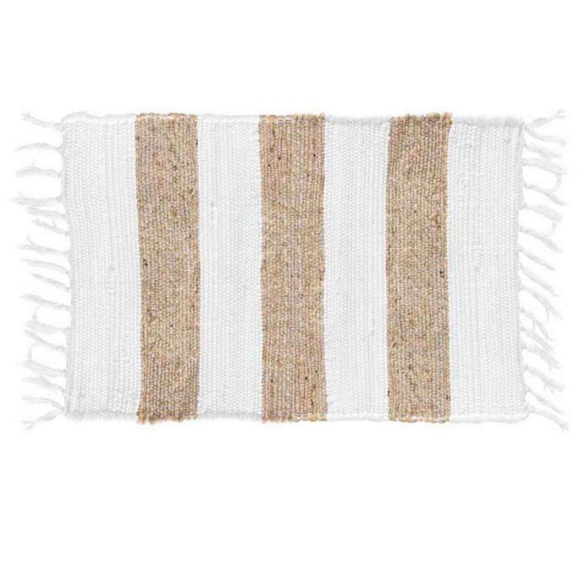 Paris Prix Tapis Déco à Franges  Sagane  50x80cm Blanc