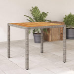 VIDAXL Table de jardin et dessus en bois d'acacia gris resine tressee