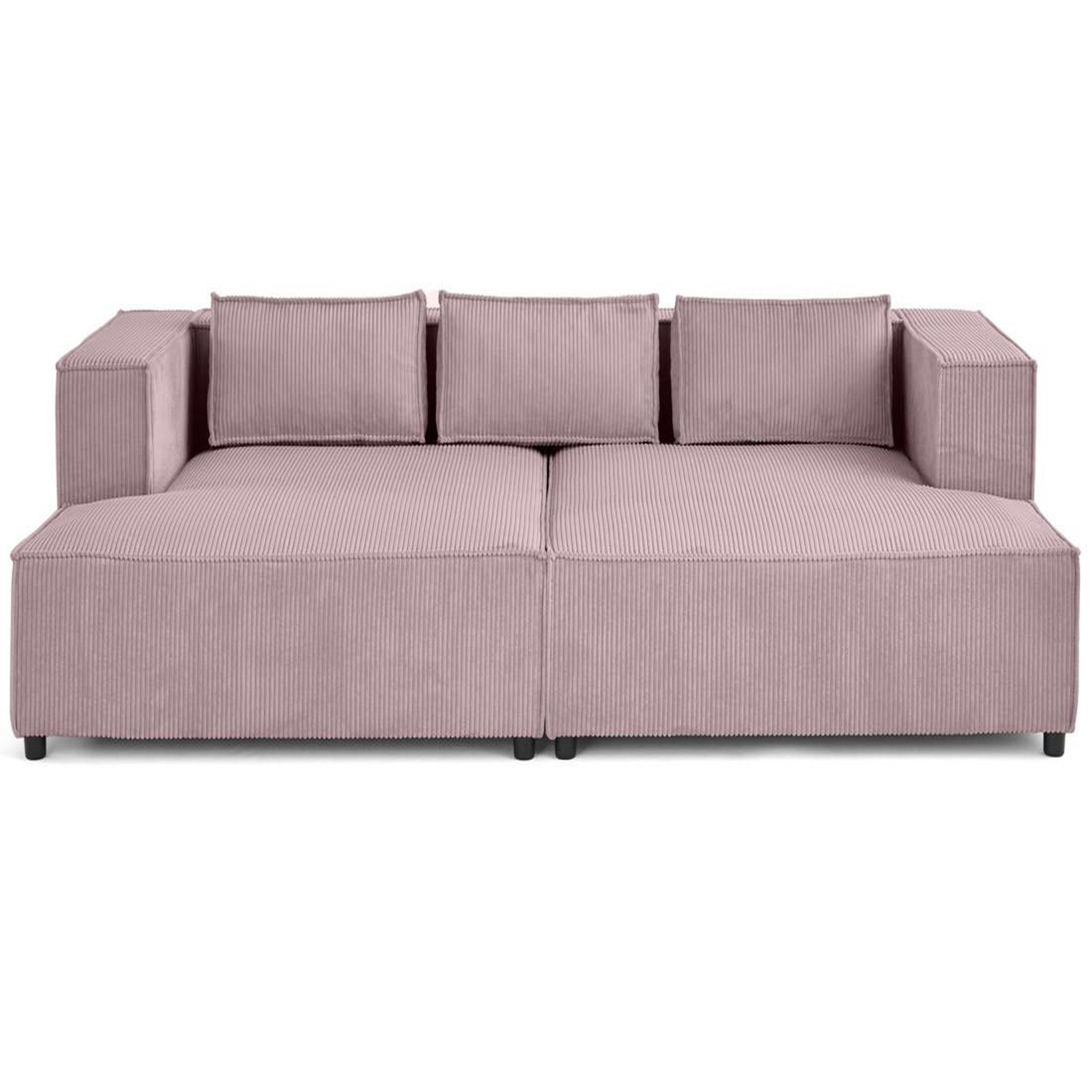 Voir la diapositive 1 : LISA DESIGN Stella - canapé droit 3 places avec double méridienne - assise profonde - en velours côtelé