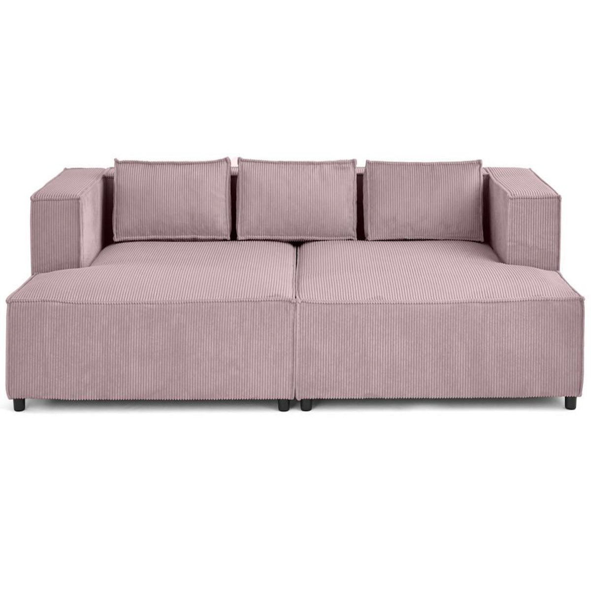 LISA DESIGN Stella - canapé droit 3 places avec double méridienne - assise profonde - en velours côtelé